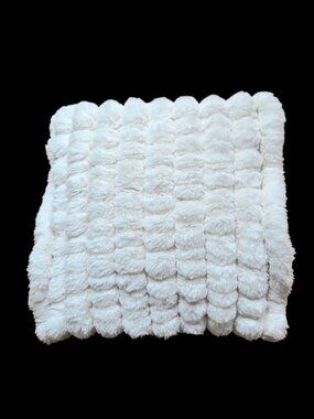 Magaschoni Home Cream Faux Fur Luxury Pillow Cover Only No Insert 20x20